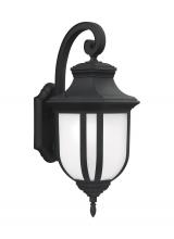 Generation Lighting - Seagull US 8736301-12 - Childress traditional 1-light outdoor exterior large wall lantern sconce in black finish with satin