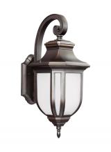 Generation Lighting - Seagull US 8736301-71 - Childress traditional 1-light outdoor exterior large wall lantern sconce in antique bronze finish wi