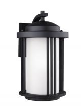 Generation Lighting - Seagull US 8747901-12 - Crowell contemporary 1-light outdoor exterior medium wall lantern sconce in black finish with satin