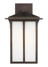 Generation Lighting - Seagull US 8752701-71 - Tomek modern 1-light outdoor exterior large wall lantern sconce in antique bronze finish with etched