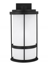 Generation Lighting - Seagull US 8790901D-12 - Wilburn modern 1-light outdoor exterior Dark Sky compliant large wall lantern sconce in black finish