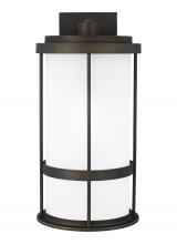 Generation Lighting - Seagull US 8790901D-71 - Wilburn modern 1-light outdoor exterior Dark Sky compliant large wall lantern sconce in antique bron