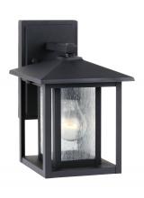 Generation Lighting - Seagull US 88025-12 - Hunnington contemporary 1-light outdoor exterior small wall lantern in black finish with clear seede