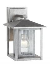 Generation Lighting - Seagull US 88025-57 - Hunnington contemporary 1-light outdoor exterior small wall lantern in weathered pewter grey finish