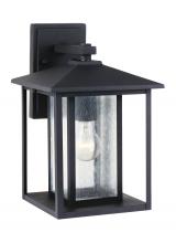 Generation Lighting - Seagull US 88027-12 - Hunnington contemporary 1-light outdoor exterior medium wall lantern in black finish with clear seed