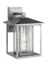 Generation Lighting - Seagull US 88027-57 - Hunnington contemporary 1-light outdoor exterior medium wall lantern in weathered pewter grey finish