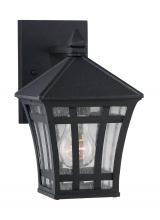 Generation Lighting - Seagull US 88131-12 - Herrington transitional 1-light outdoor exterior small wall lantern sconce in black finish with clea