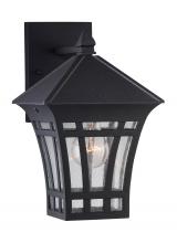 Generation Lighting - Seagull US 88132-12 - Herrington transitional 1-light outdoor exterior medium wall lantern sconce in black finish with cle