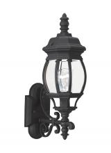Generation Lighting - Seagull US 88200-12 - Wynfield traditional 1-light outdoor exterior wall lantern sconce uplight in black finish with clear