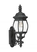 Generation Lighting - Seagull US 88201-12 - Wynfield traditional 2-light outdoor exterior wall lantern sconce in black finish with clear beveled