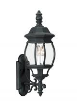 Generation Lighting - Seagull US 88201EN-12 - Wynfield traditional 2-light LED outdoor exterior wall lantern sconce in black finish with clear bev