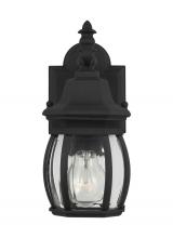 Generation Lighting - Seagull US 88203-12 - Wynfield traditional 1-light outdoor exterior small wall lantern sconce in black finish with clear b