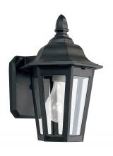 Generation Lighting - Seagull US 8822-12 - Brentwood traditional 1-light outdoor exterior wall lantern sconce in black finish with clear glass