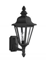 Generation Lighting - Seagull US 8824-12 - Brentwood traditional 1-light outdoor exterior uplight wall lantern sconce in black finish with clea
