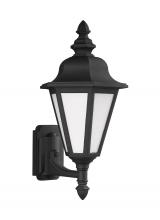 Generation Lighting - Seagull US 89824-12 - Brentwood traditional 1-light outdoor exterior medium uplight wall lantern sconce in black finish wi