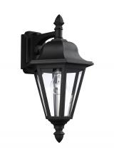 Generation Lighting - Seagull US 8825-12 - Brentwood traditional 1-light outdoor exterior downlight wall lantern sconce in black finish with cl