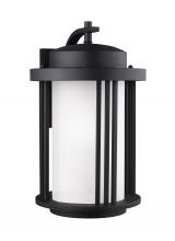 Generation Lighting - Seagull US 8847901-12 - Crowell contemporary 1-light outdoor exterior large wall lantern sconce in black finish with satin e