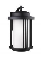 Generation Lighting - Seagull US 8847901EN3-12 - Crowell contemporary 1-light LED outdoor exterior large wall lantern sconce in black finish with sat