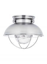 Generation Lighting - Seagull US 8869EN3-98 - Sebring transitional 1-light LED outdoor exterior ceiling flush mount in brushed stainless silver fi