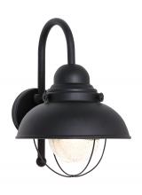 Generation Lighting - Seagull US 8871-12 - Sebring transitional 1-light outdoor exterior large wall lantern sconce in black finish with clear s