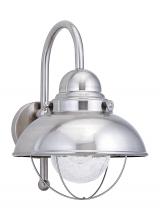 Generation Lighting - Seagull US 8871-98 - Sebring transitional 1-light outdoor exterior large wall lantern sconce in brushed stainless silver