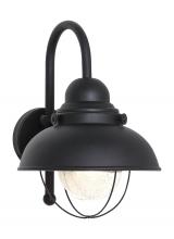 Generation Lighting - Seagull US 8871EN3-12 - Sebring transitional 1-light LED outdoor exterior large wall lantern sconce in black finish with cle