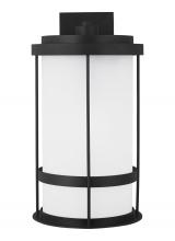 Generation Lighting - Seagull US 8890901DEN3-12 - Wilburn modern 1-light LED outdoor exterior Dark Sky compliant extra large wall lantern sconce in bl