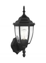 Generation Lighting - Seagull US 88940-12 - Bakersville traditional 1-light outdoor exterior wall lantern in black finish with clear curved beve