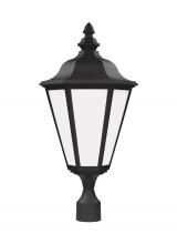 Generation Lighting - Seagull US 89025-12 - Brentwood traditional 1-light outdoor exterior post lantern in black finish with smooth white glass