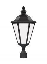 Generation Lighting - Seagull US 89025EN3-12 - Brentwood traditional 1-light LED outdoor exterior post lantern in black finish with smooth white gl