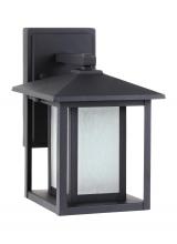 Generation Lighting - Seagull US 89029-12 - Hunnington contemporary 1-light outdoor exterior small wall lantern in black finish with etched seed