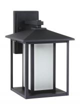 Generation Lighting - Seagull US 8903197S-12 - Hunnington contemporary 1-light outdoor exterior large led outdoor wall lantern in black finish with