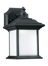 Generation Lighting - Seagull US 89101-12 - Wynfield traditional 1-light outdoor exterior wall lantern sconce in black finish with frosted glass