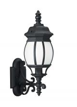 Generation Lighting - Seagull US 89102EN3-12 - Wynfield traditional 1-light LED outdoor exterior medium wall lantern sconce in black finish with fr