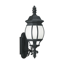 Generation Lighting - Seagull US 89103-12 - Wynfield traditional 1-light outdoor exterior large wall lantern sconce in black finish with frosted