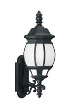Generation Lighting - Seagull US 89103EN3-12 - Wynfield traditional 1-light LED outdoor exterior large wall lantern sconce in black finish with fro