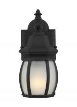 Generation Lighting - Seagull US 89104EN3-12 - Wynfield traditional 1-light LED outdoor exterior small wall lantern sconce in black finish with fro