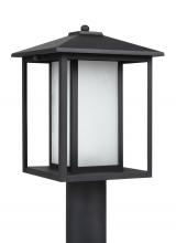 Generation Lighting - Seagull US 89129EN3-12 - Hunnington contemporary 1-light LED outdoor exterior post lantern in black finish with etched seeded
