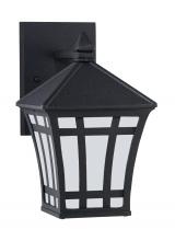 Generation Lighting - Seagull US 89131-12 - Herrington transitional 1-light outdoor exterior small wall lantern sconce in black finish with etch