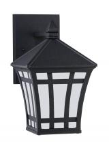 Generation Lighting - Seagull US 89131EN3-12 - Herrington transitional 1-light LED outdoor exterior small wall lantern sconce in black finish with