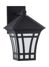 Generation Lighting - Seagull US 89132-12 - Herrington transitional 1-light outdoor exterior medium wall lantern sconce in black finish with etc