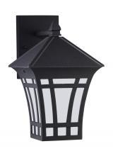 Generation Lighting - Seagull US 89132EN3-12 - Herrington transitional 1-light LED outdoor exterior medium wall lantern sconce in black finish with