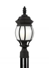 Generation Lighting - Seagull US 89202-12 - Wynfield traditional 1-light outdoor exterior small post lantern in black finish with frosted glass