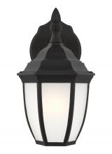 Generation Lighting - Seagull US 89936-12 - Bakersville traditional 1-light outdoor exterior round small wall lantern sconce in black finish wit