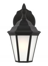 Generation Lighting - Seagull US 89937-12 - Bakersville traditional 1-light outdoor exterior small wall lantern sconce in black finish with sati