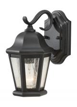 Generation Lighting - Seagull US OL5900BK - Martinsville traditional 1-light outdoor exterior small wall lantern sconce in black finish with cle