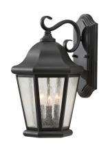 Generation Lighting - Seagull US OL5902EN/BK - Martinsville traditional 3-light LED outdoor exterior large wall lantern sconce in black finish with
