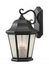 Generation Lighting - Seagull US OL5904BK - Martinsville traditional 4-light outdoor exterior extra large wall lantern sconce in black finish wi