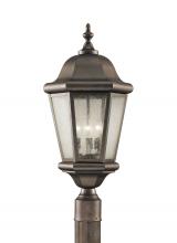 Generation Lighting - Seagull US OL5907CB - Martinsville traditional 3-light outdoor exterior post lantern in corinthian bronze finish with clea