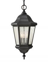 Generation Lighting - Seagull US OL5911EN/BK - Martinsville traditional 3-light LED outdoor exterior pendant lantern in black finish with clear see